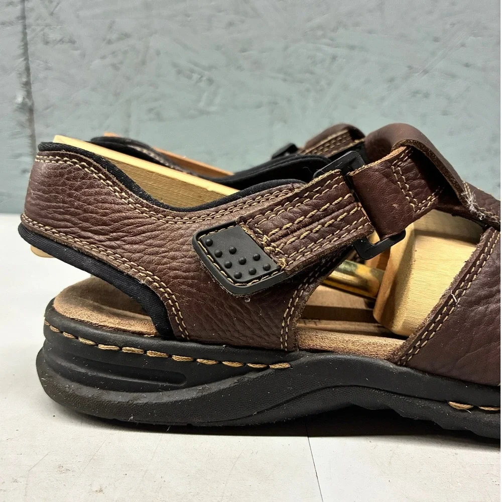 Dr. Scholls Gaston Fisherman Sandals Men's 9M Brown Leather Memory Foam Comfort